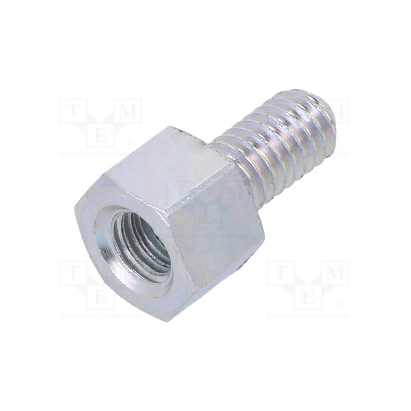 50 pcs : 226X05 - Screwed spacer sleeve, 5mm, Int.thread: M4, Ext.thread: M4, steel