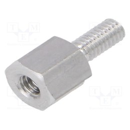 50 pcs : 232X05 - Screwed spacer sleeve, 5mm, Int.thread: M2,5, Ext.thread: M2,5