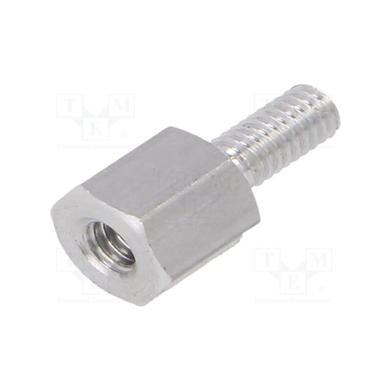 50 pcs : 232X05 - Screwed spacer sleeve, 5mm, Int.thread: M2,5, Ext.thread: M2,5