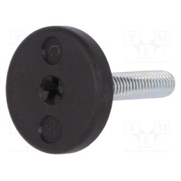 10 pcs : LX.25-SW13-M6X26-S - Foot, rigid,with screwdriver slot,with lever, Base dia: 25mm, M6