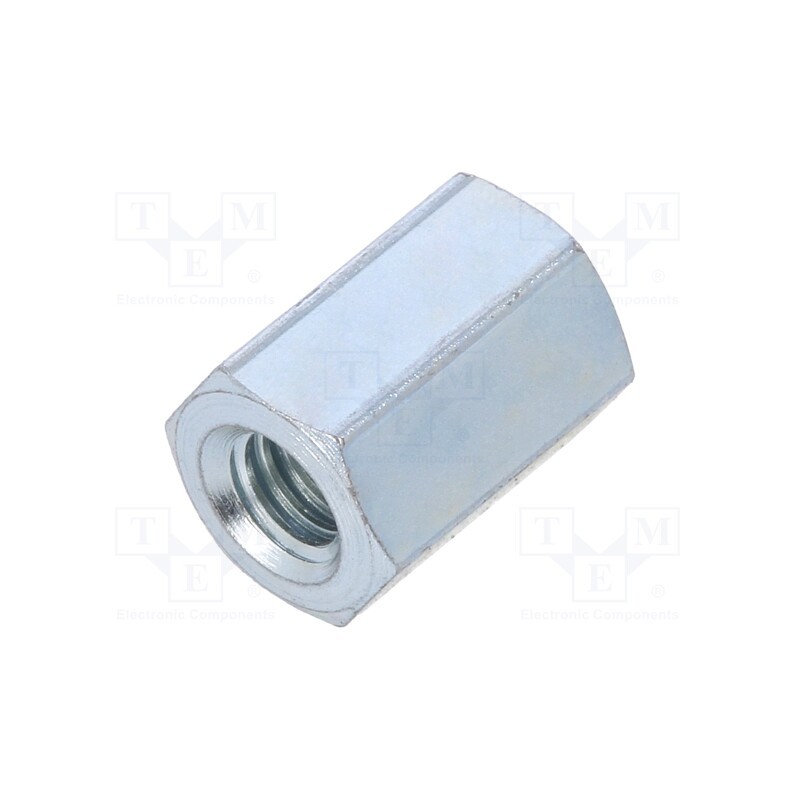 50 pcs : 126X10 - Screwed spacer sleeve, 10mm, Int.thread: M4, hexagonal, steel