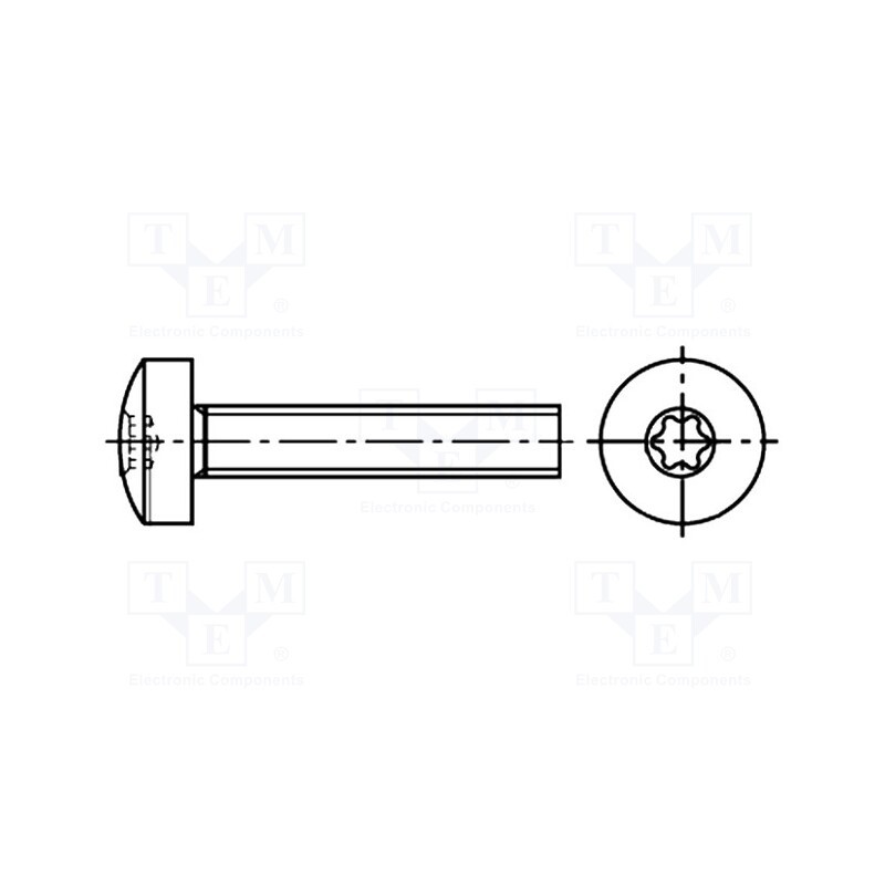 500 pcs : 5401274 - Screw, M4x6, 0.7, Head: cheese head, Torx®, TX20, steel, zinc