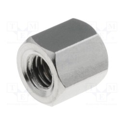 50 pcs : 113X05 - Screwed spacer sleeve, 5mm, Int.thread: M3, hexagonal, brass