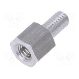 50 pcs : 234X05 - Screwed spacer sleeve, 5mm, Int.thread: M3, Ext.thread: M3