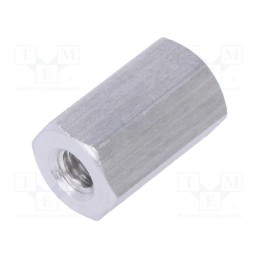 50 pcs : 135X10 - Screwed spacer sleeve, 10mm, Int.thread: M3, hexagonal, aluminium