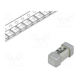 10 pcs : 0454.750MR - Fuse: fuse, time-lag, 750mA, 125VAC, 125V, 125VDC, SMD, ceramic, 454