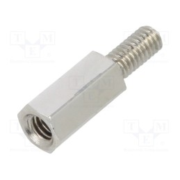 50 pcs : 2112X08 - Screwed spacer sleeve, 8mm, Int.thread: M2,5, Ext.thread: M2,5