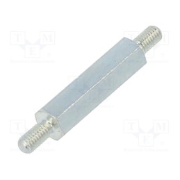 50 pcs : 424X20 - Screwed spacer sleeve, 20mm, Ext.thread: M3, hexagonal, steel
