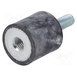 10 pcs : DVA.2-20-20-M6-18-55 - Vibration damper, M6, Ø: 20mm, rubber, L: 20mm, Thread len: 18mm