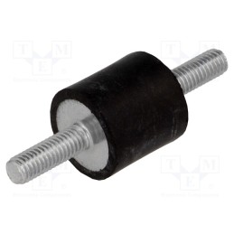 10 pcs : DVA.1-20-20-M6-18-55 - Vibration damper, M6, Ø: 20mm, rubber, L: 20mm, Thread len: 18mm