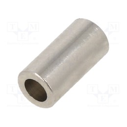 50 pcs : 315/3.1X10 - Spacer sleeve, 10mm, cylindrical, brass, nickel, Out.diam: 5mm