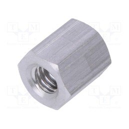 50 pcs : 136X08 - Screwed spacer sleeve, 8mm, Int.thread: M4, hexagonal, aluminium