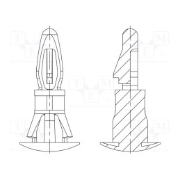 50 pcs : 8G820V42024 - Assembly stud, polyamide 66, L: 15.9mm, latch/latch, natural