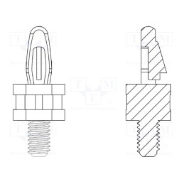50 pcs : 8G504V40307 - PCB distance, polyamide 66, L: 12.7mm, screwed rod,snap fastener
