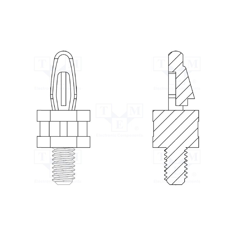 50 pcs : 8G504V40307 - PCB distance, polyamide 66, L: 12.7mm, screwed rod,snap fastener