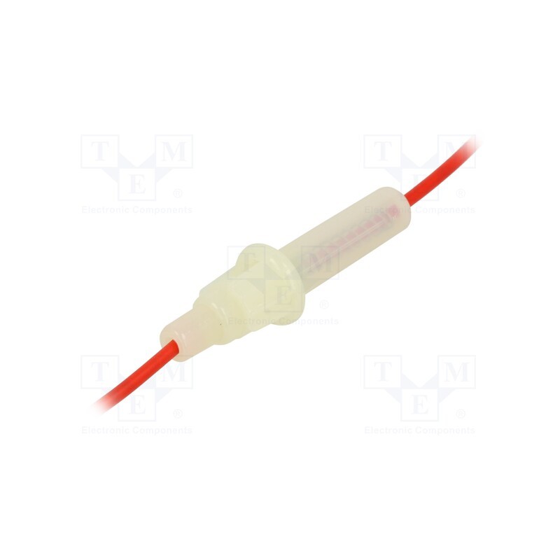10 pcs : LPA-01W-18R - Fuse holder, cylindrical fuses, 6.3x32mm, Imax: 10A, Leads: cables