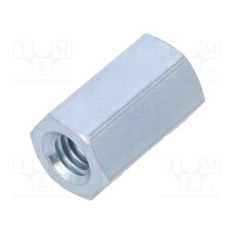 50 pcs : 126X12 - Screwed spacer sleeve, 12mm, Int.thread: M4, hexagonal, steel
