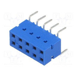 10 pcs : 71991-805LF - Socket, PCB to PCB, female, Dubox®, 2.54mm, PIN: 10, THT, 2A, blue