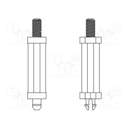 50 pcs : 8G517V43030 - PCB distance, polyamide 66, L: 12mm, screwed rod,snap fastener