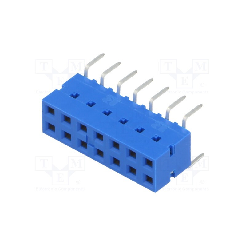 10 pcs : 71991-807LF - Socket, PCB to PCB, female, Dubox®, 2.54mm, PIN: 14, THT, 2A, blue