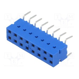 10 pcs : 71991-808LF - Socket, PCB to PCB, female, Dubox®, 2.54mm, PIN: 16, THT, 2A, blue