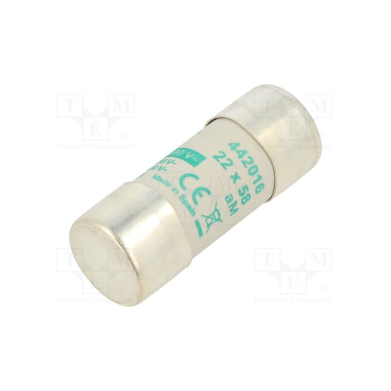 10 pcs : 442016 - Fuse: fuse, aM, 16A, 690VAC, ceramic,cylindrical,industrial