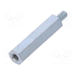 50 pcs : 225X25 - Screwed spacer sleeve, 25mm, Int.thread: M3, Ext.thread: M3, steel