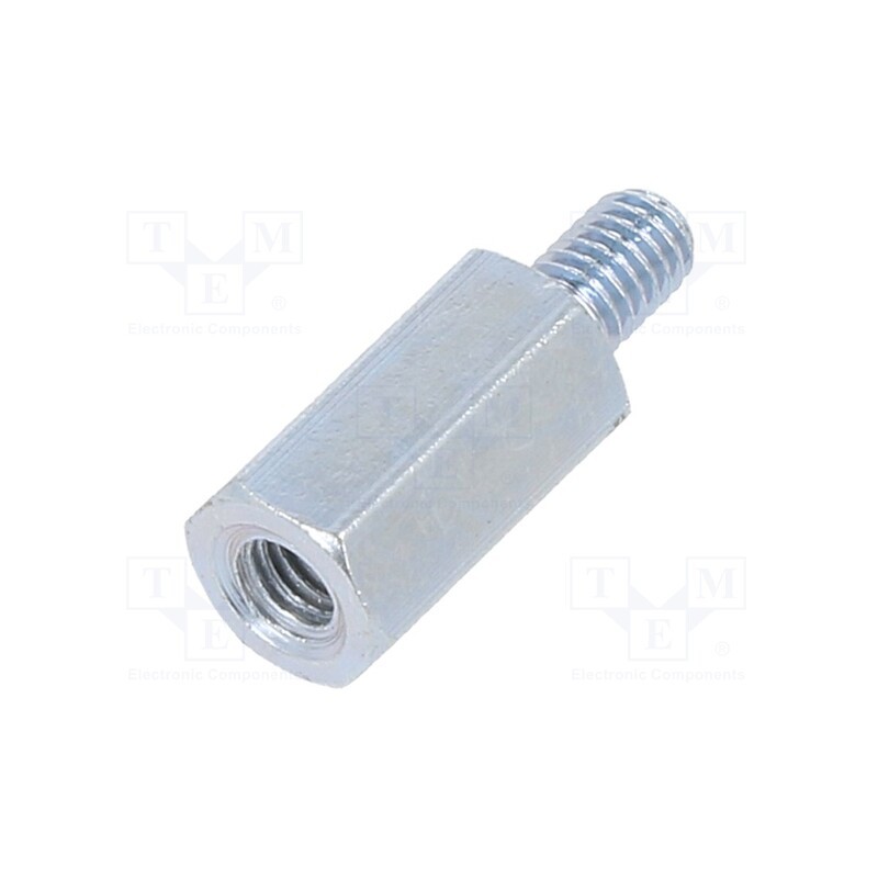 50 pcs : 1384775 - Screwed spacer sleeve, 10mm, Int.thread: M3, Ext.thread: M3, steel