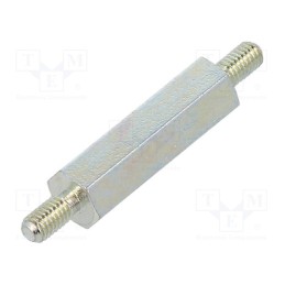 50 pcs : 425X20 - Screwed spacer sleeve, 20mm, Ext.thread: M3, hexagonal, steel