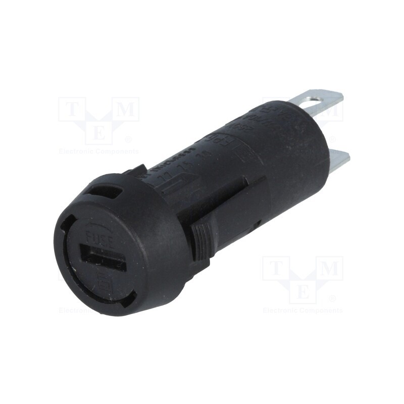 10 pcs : 3101.0031 - Fuse holder, cylindrical fuses, 5x20mm, 10A, on panel, black, FPG3
