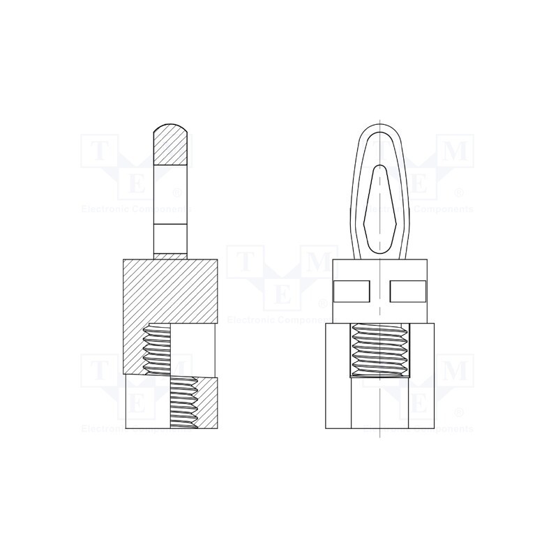 50 pcs : 8G519V42421 - PCB distance, polyamide 66, L: 9.5mm, screwed fole,snap fastener