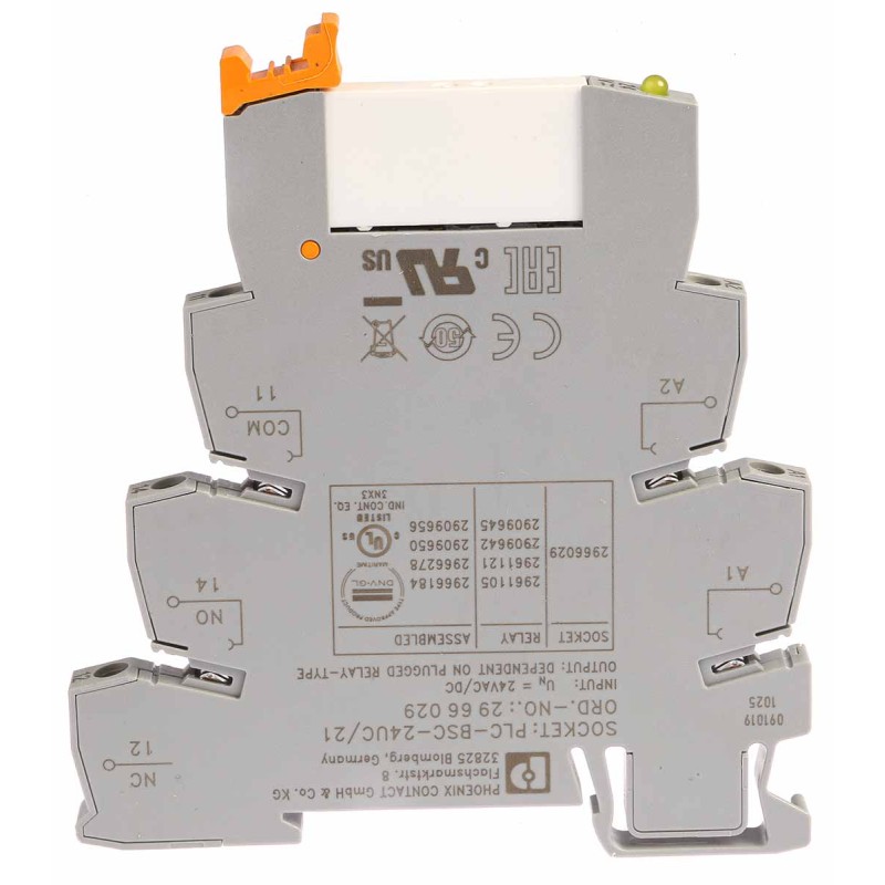 1 pcs - Phoenix Contact PLC-RSC- 24UC/21 Series Interface Relay, DIN Rail Mount, 24V ac/dc Coil, SPDT, 1-Pole