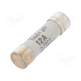 10 pcs : 2630008 - Fuse: fuse, gG, 12A, 690VAC, cylindrical,industrial, 14x51mm