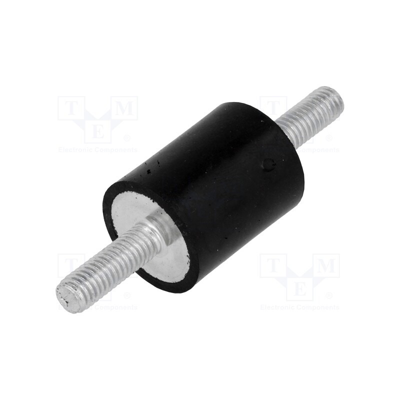 10 pcs : DVA.1-20-25-M6-18-55 - Vibration damper, M6, Ø: 20mm, rubber, L: 25mm, Thread len: 18mm