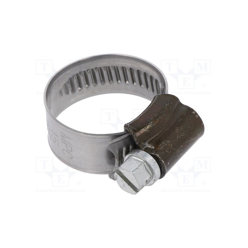 10 pcs : ST015 - Worm gear clamp, W: 9mm, Clamping: 15÷25mm, steel, ST, W1, DIN 3017
