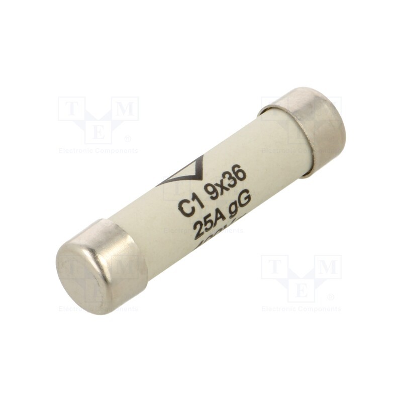 10 pcs : L936C1-25 - Fuse: fuse, gG, 25A, 400VAC, cylindrical,industrial, 9x36mm
