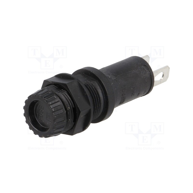 10 pcs : 3101.0025 - Fuse holder, cylindrical fuses, 5x20mm, 10A, on panel, black, FPG2