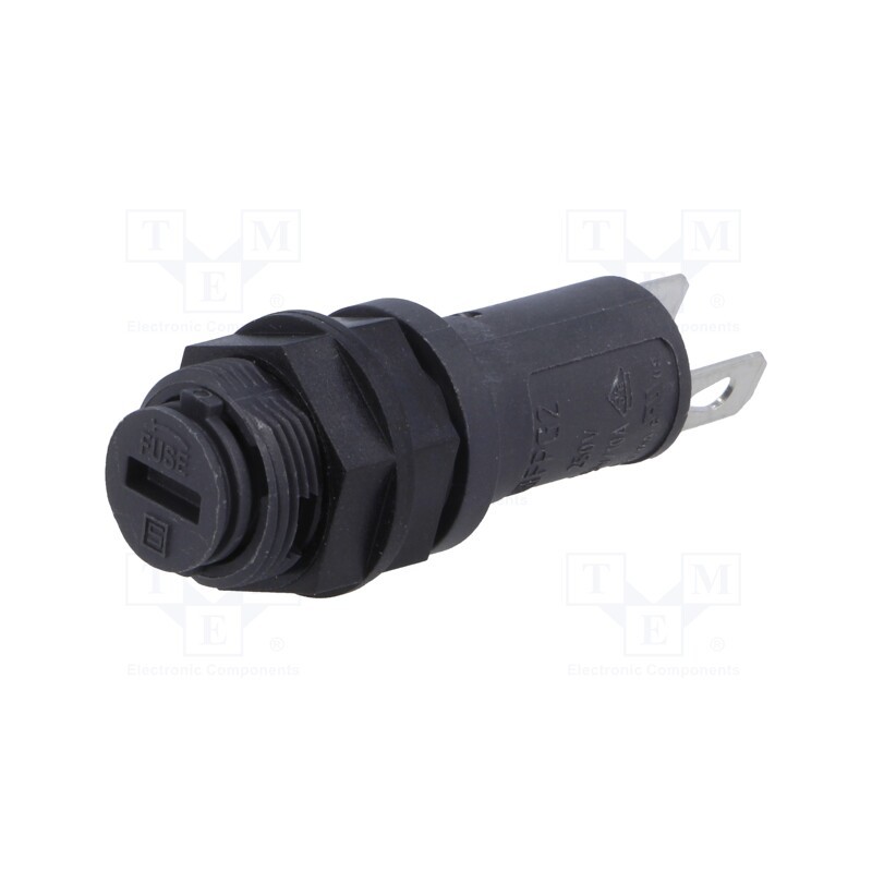 10 pcs : 3101.002 - Fuse holder, cylindrical fuses, 5x20mm, 10A, on panel, black, FPG2