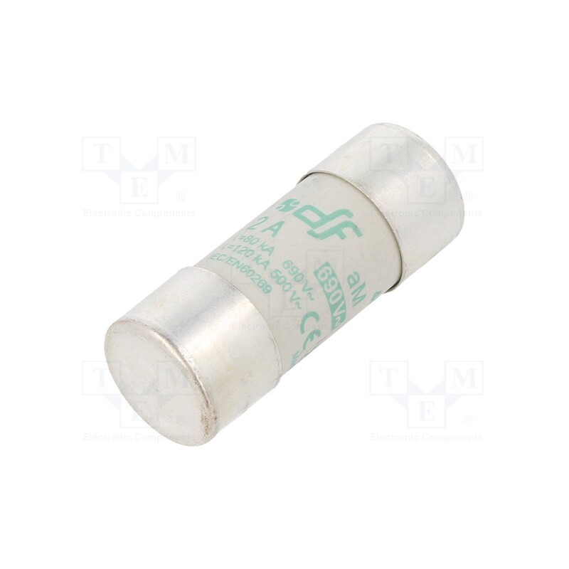 10 pcs : 442002 - Fuse: fuse, aM, 2A, 690VAC, ceramic,cylindrical,industrial