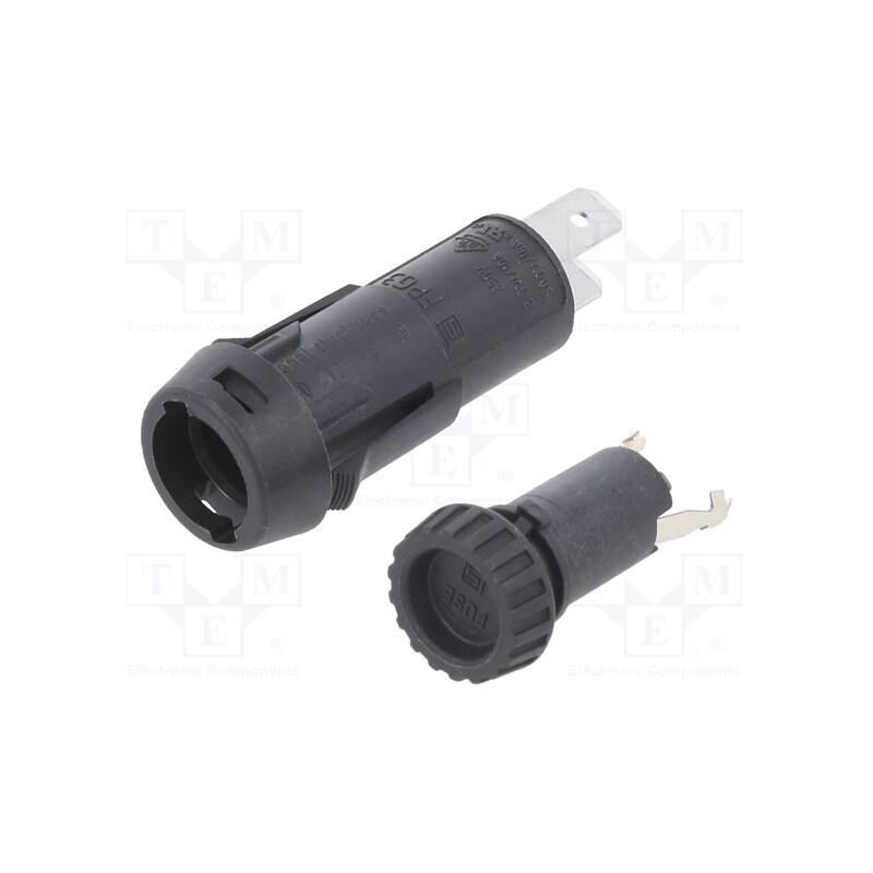 10 pcs : 3101.0235 - Fuse holder, cylindrical fuses, 5x20mm, 10A, on panel, black, FPG3