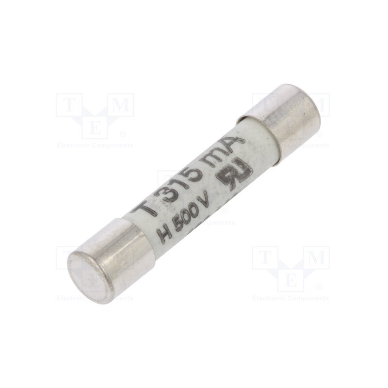 50 pcs : 189140.0,315IP - Fuse: fuse, time-lag, 315mA, 500VAC, ceramic,cylindrical, 6.3x32mm
