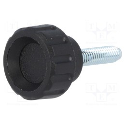 10 pcs : 6356 - Knob, Ø: 16mm, Ext.thread: M4, 16mm, H: 13mm, polyamide, knurled