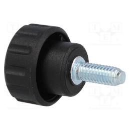 10 pcs : 6351 - Knob, Ø: 16mm, Ext.thread: M4, 10mm, H: 13mm, polyamide, knurled