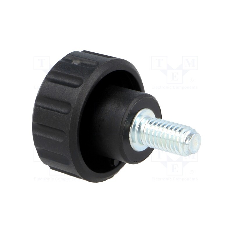 10 pcs : 6541 - Knob, Ø: 20mm, Ext.thread: M5, 10mm, H: 16mm, polyamide, knurled