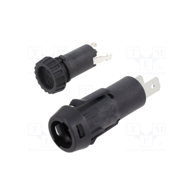 10 pcs : 3101.0336 - Fuse holder, cylindrical fuses, 5x20mm, 10A, on panel, black, FPG3