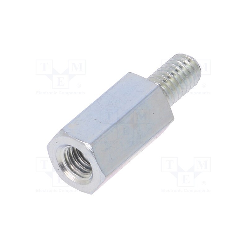50 pcs : 226X12 - Screwed spacer sleeve, 12mm, Int.thread: M4, Ext.thread: M4, steel