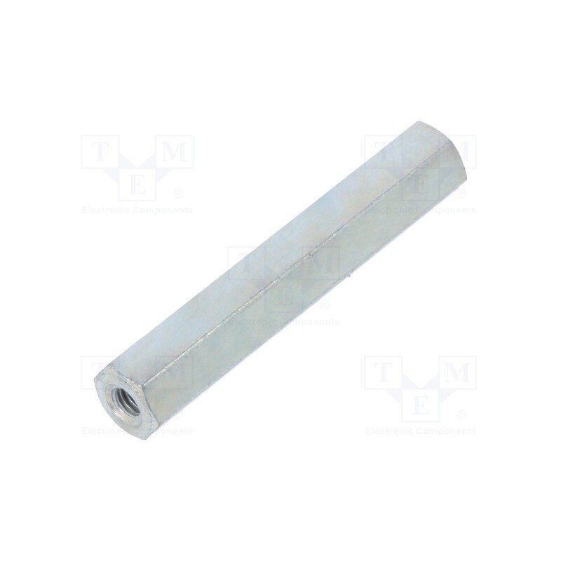 50 pcs : 125X35 - Screwed spacer sleeve, 35mm, Int.thread: M3, hexagonal, steel
