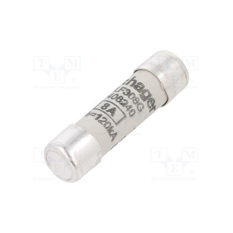 10 pcs : LF308G - Fuse: fuse, gG,time-lag, 8A, 500VAC, cylindrical,industrial