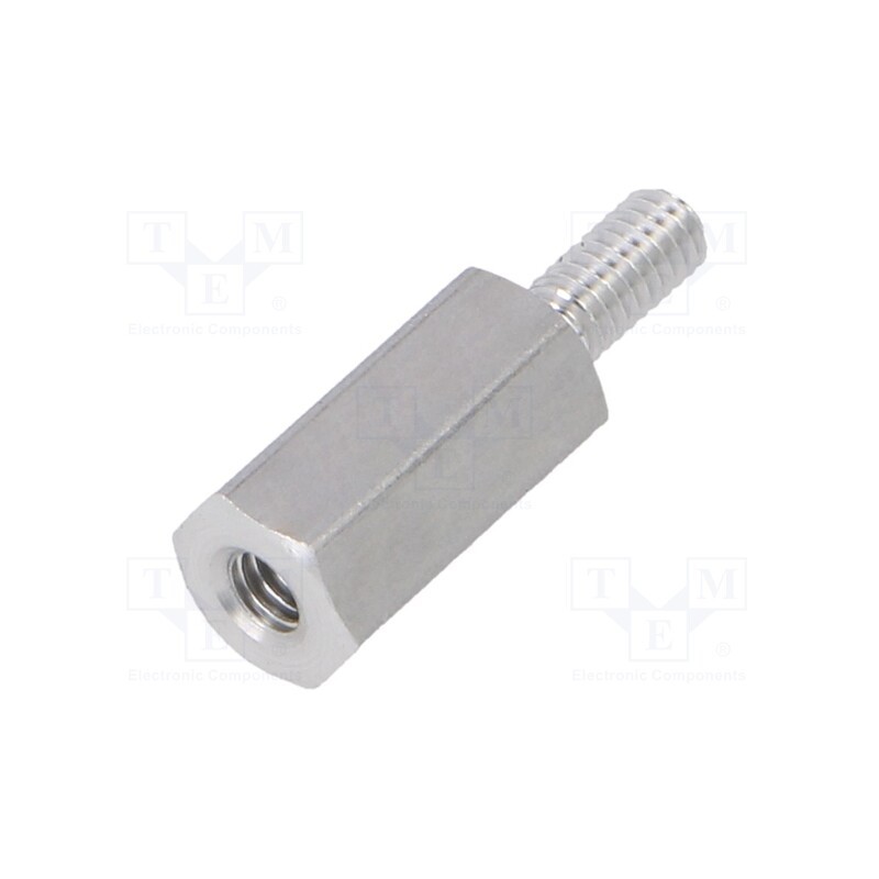 50 pcs : 232X10 - Screwed spacer sleeve, 10mm, Int.thread: M2,5, Ext.thread: M2,5