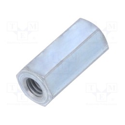 50 pcs : 126X15 - Screwed spacer sleeve, 15mm, Int.thread: M4, hexagonal, steel
